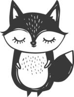 A black and white drawing of a fox vector