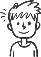 A black and white drawing of a boy with a confused expression vector