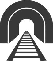 A tunnel with a train track going through it vector