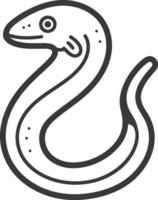 A black and white drawing of a worm vector