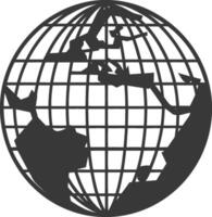 A black and white globe with a map of africa vector