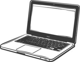 A black and white drawing of a laptop computer vector