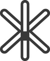 A black and white icon of a cross vector