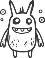 A black and white drawing of a monster with eyes vector