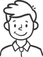 A black and white drawing of a man with a smile vector