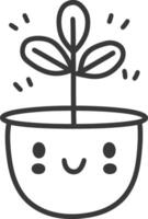 A black and white drawing of a plant in a pot vector