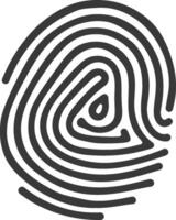 A fingerprint is shown in a black and white drawing vector