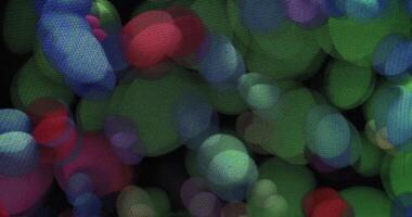 Colorful spheres move slowly in various directions against a dark background, creating a captivating and dynamic visual effect video