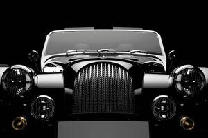 3d render close-up front view of vintage car. photo