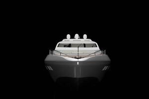 Modern luxury yacht studio lighting , floating on black background photo