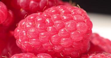 Close-up of fresh raspberries. Beautiful raspberry background. Macro raspberry. video