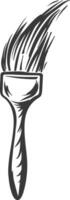 A black and white drawing of a brush with a long hair vector