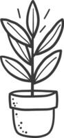 A black and white drawing of a plant in a pot vector