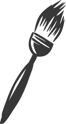 A black and white brush with a long handle