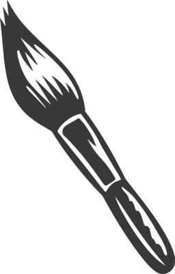 A black and white illustration of a paintbrush