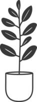 A black and white illustration of a plant in a pot vector