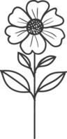 A flower is drawn in black and white on a white background vector