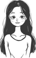 A drawing of a girl with long hair vector