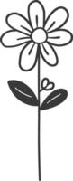 A black and white drawing of a flower vector
