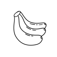 Clean black and white line drawing of 3 bananas, showing their rounded shape and texture with simple, minimal outlines. png