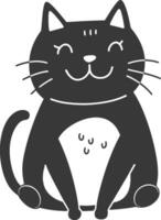 A black and white illustration of a cat sitting vector