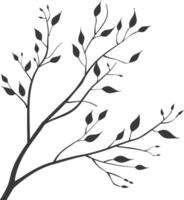 A black and white silhouette of a tree branch vector