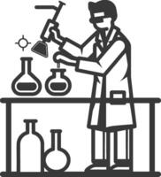 A man in a lab coat is working on a flask vector