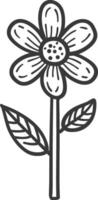 A flower is drawn in black and white on a white background vector