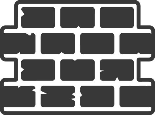A black and white icon of a brick wall