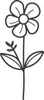 A flower is drawn in black and white on a white background vector