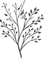A black and white illustration of a tree branch vector