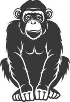 A black and white monkey sitting on the ground vector