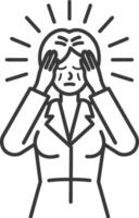 A woman with a headache and a hand on her head vector