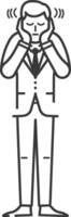 A man in a suit is holding his hands to his ears vector