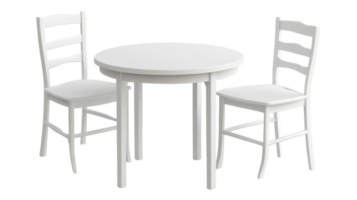 A white table and two chairs png