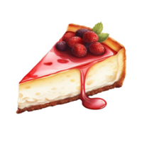 Raspberry and Blackberry Topped Cheesecake Slice with Glaze png