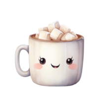 Happy Mug of Hot Cocoa Topped with Marshmallows png