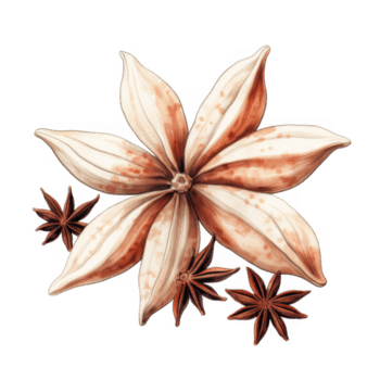 Aquarell Illustration von Vanille Bohne pod mit Star Anis Gewürze png