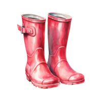 Watercolor Painting of a Pair of Shiny Pink Rain Boots png
