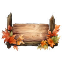 Rustic Wooden Sign Adorned with Autumn Leaves and Branches png