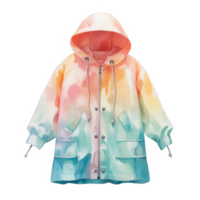 Pastel Rainbow Hooded Jacket with Pockets and Zipper Closure png