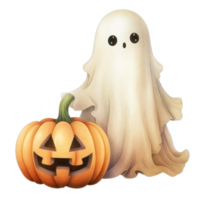 adorable dibujos animados fantasma y Jack-o'-lantern para Víspera de Todos los Santos png
