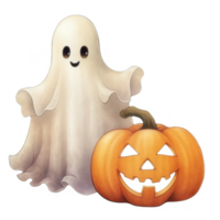 simpático fantasma y tallado Jack-o'-lantern para Víspera de Todos los Santos. png