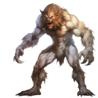 Powerful, Ferocious Anthropomorphic Wolf-like Creature with Sharp Claws png