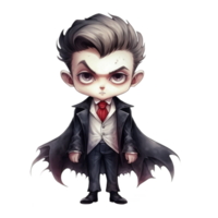 Chibi Vampire Boy in a Dark Suit with a Brooding Expression png