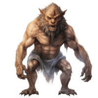 Powerful, Muscular Anthropomorphic Werewolf in a Crouching Pose png