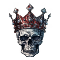 Crowned Skull in Glitch Art A Surreal King of the Underworld png