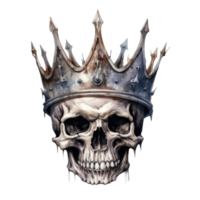 Grunge Skull Wearing a Crown with Glitch Art Background png