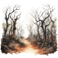 A digital painting of a forest with trees and dirt png