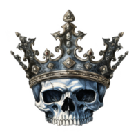 Grim King A detailed skull wearing an ornate crown, a macabre juxtaposition. png